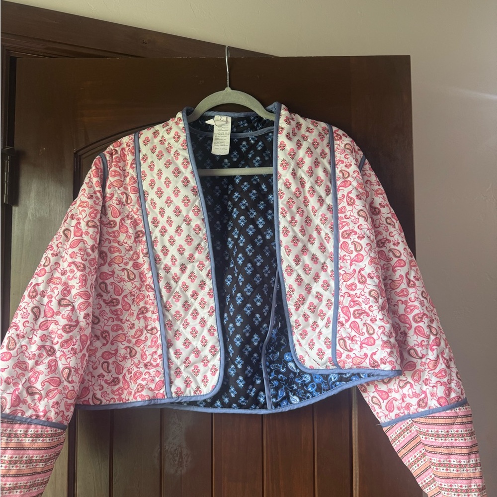 Pink and Blue Bomber Jacket Quilted Design